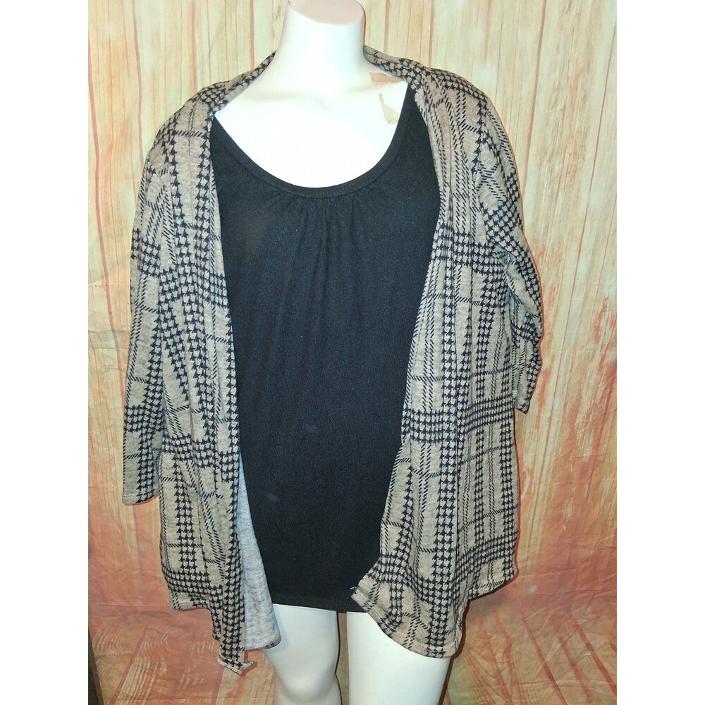 Notations Multicolor Plaid 3/4 Sleeve Pullover Blouse Sz 2X